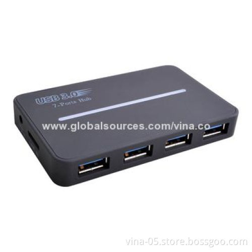 7-port USB3.0 Hub with 5V/2A Power Adapter, High-speed